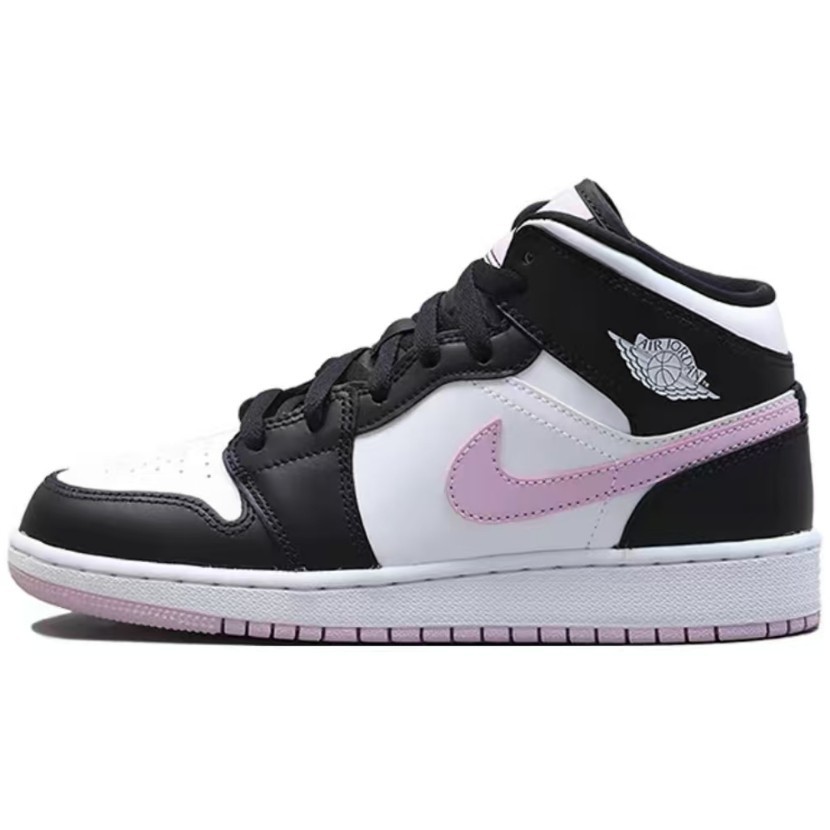 555112-103 AJ1 中帮 黑白粉-莆田鞋