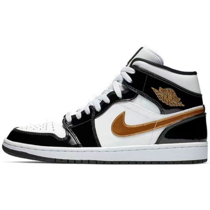 852542-007 AJ1中帮 黑白桔-莆田鞋