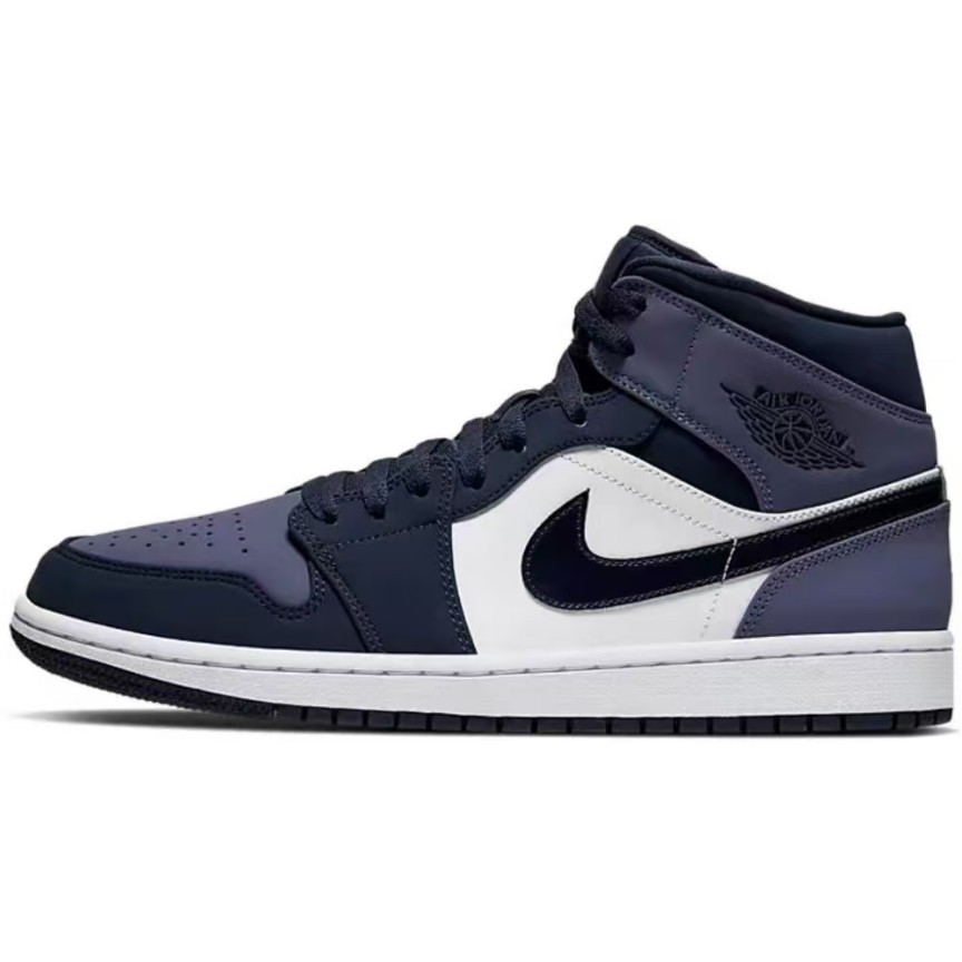 554724-445 AJ1中帮 深蓝黑白-莆田鞋