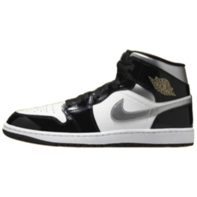 HV0789-010 AJ1中帮 漆皮 黑银-莆田鞋