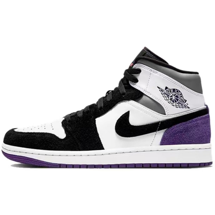 852542-105 AJ1中帮/黑白紫-莆田鞋